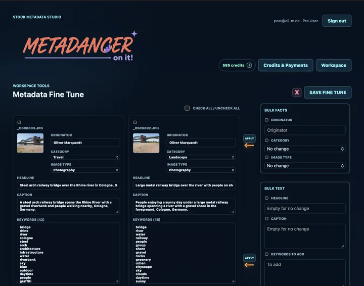 Metadancer Metadata Fine Tune workspace